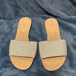Jeffrey Campbell Tan Rhinestone Slide Sandals